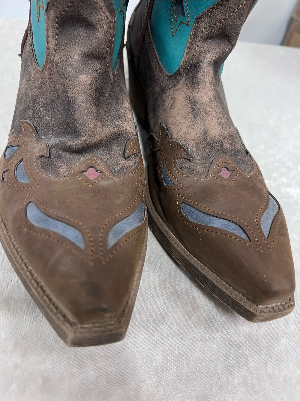 Floral Western Cowboy Boots 9M rodeo festival Cowgirl distressed - Picture 11 of 12